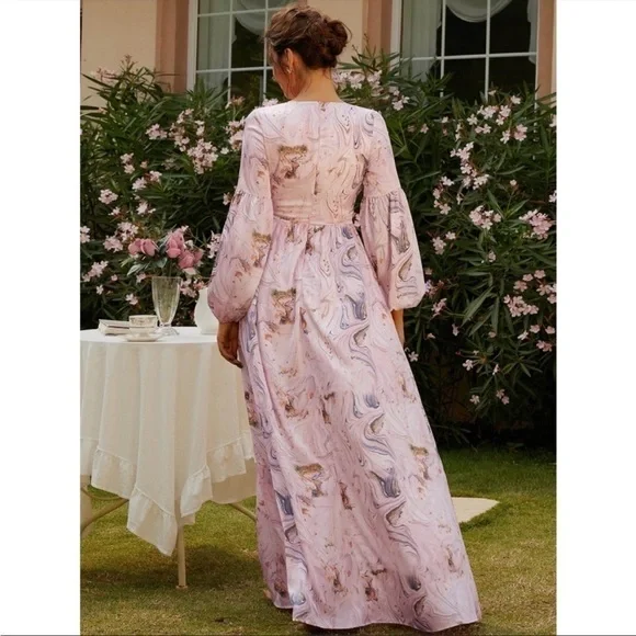 Miss Ord Printed Front V Neck Long Sleeve Maxi Dress. XL. NWT. - Picture 11 of 14